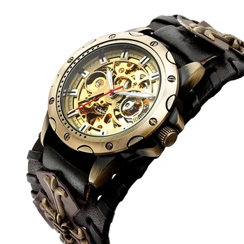 Steampunk Bronze Automatic Watch Men Mechanical Watches Vintage Retro Leather Transparent Skeleton Watch Man Clock montre homme
Steampunk Bronze Automatic Watch Men Mechanical Watches Vintage Retro Leather Transparent Skeleton Watch Man Clock montre homme