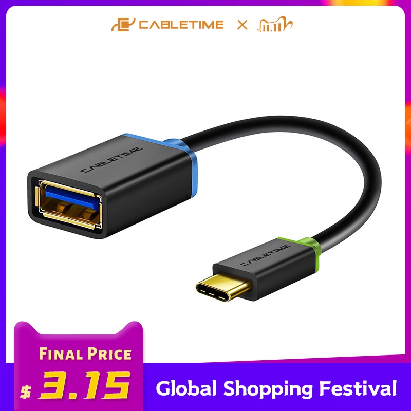 Cabletime USB C OTG Cable Type C 3.1 to USB 3.0 Adapter Fast Charging/Data for Camera Samsung HUAWEI P20 Mac USB C Device C010
Cabletime USB C OTG Cable Type C 3.1 to USB 3.0 Adapter Fast Charging/Data for Camera Samsung HUAWEI P20 Mac USB C Device C010