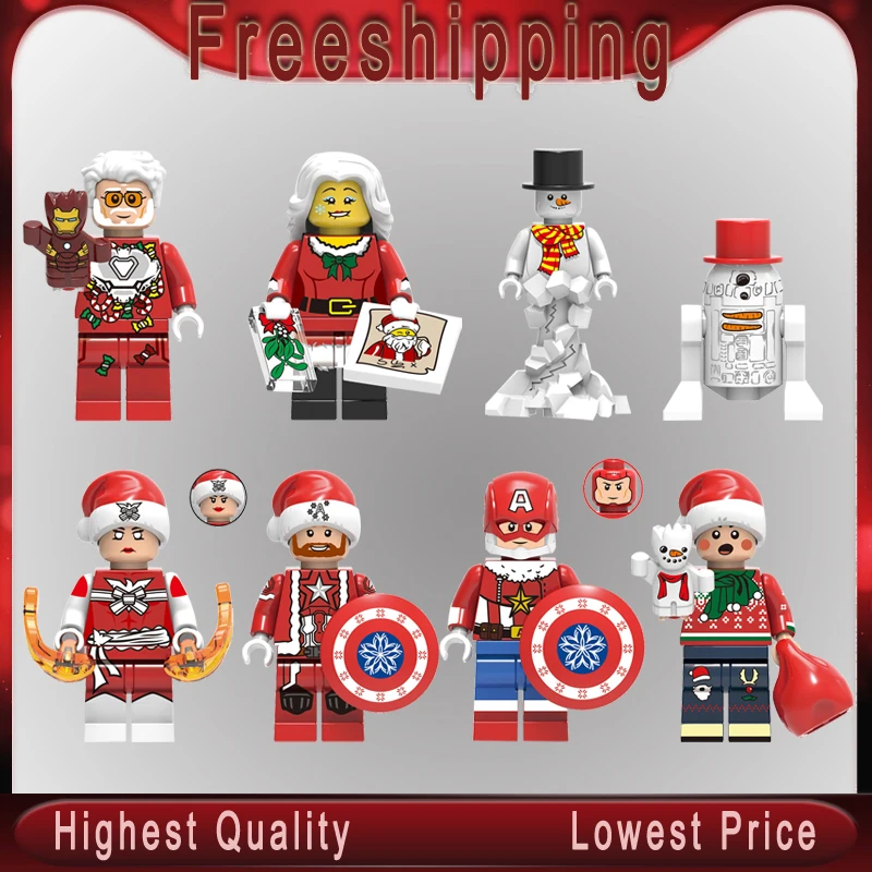 

Christmas Legoeinglys MINIFIGURED Santa Claus Reinideer Yeti Woman Kids Phoenix Super Heroes Building Blocks Toys for Children