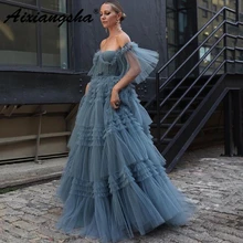 Aixiangsha Dusty Blue Fairy Evening Dresses Off The Shoulder Short Puffy Sleeve Tiered Women Couture Prom Robe de Soriee
Aixiangsha Dusty Blue Fairy Evening Dresses Off The Shoulder Short Puffy Sleeve Tiered Women Couture Prom Robe de Soriee