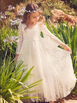 Boho Lace Flower Girl Dress for Wedding Bohemian Floor Length A Line Kids First Communion Dresses Holy Birthday Party 
Boho Lace Flower Girl Dress for Wedding Bohemian Floor Length A Line Kids First Communion Dresses Holy Birthday Party