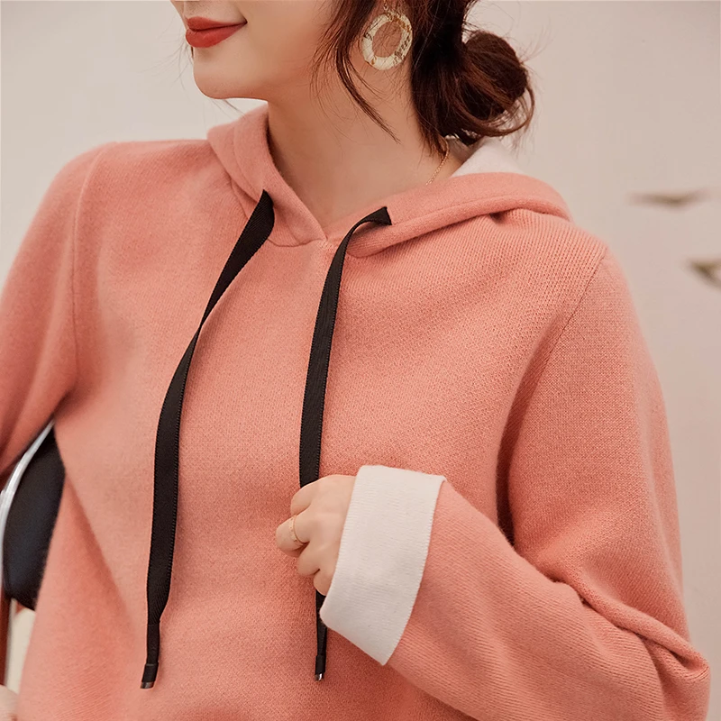 Spring and Autumn New Loose Knit Pullover Hooded Women Cashmere Sweater Solid Color Hooded Wool Sweater Coat
Spring and Autumn New Loose Knit Pullover Hooded Women Cashmere Sweater Solid Color Hooded Wool Sweater Coat