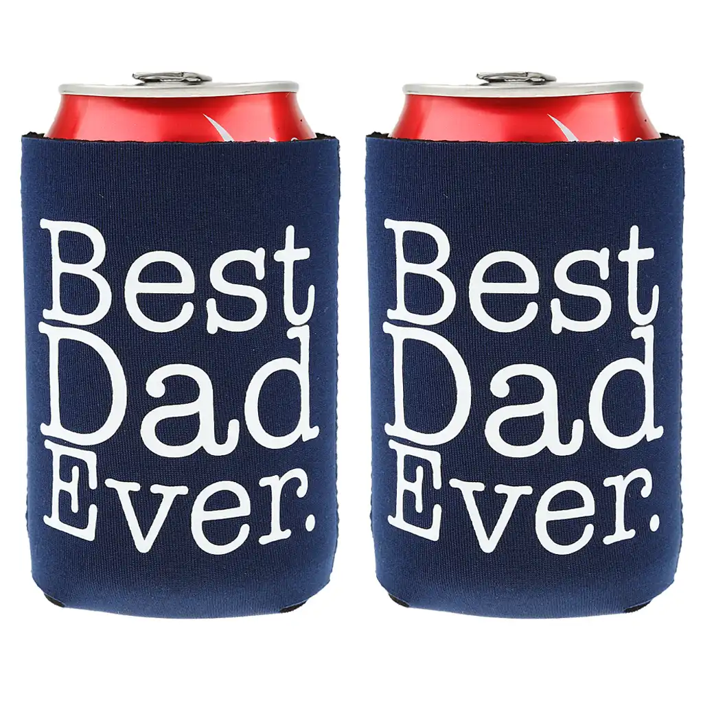 best dad ever dark blue beer soda can cooler fathers day gift