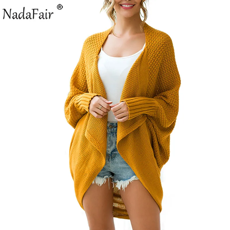 

Nadafair Batwing Sleeve Knitted Long Cardigan Women Knitwear Autumn Casual Oversize Winter Sweater Cardigan Female Jumper Coat