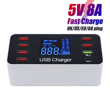 8 Port USB Type C Charger 8A 40W Smart LED Display Quick Charge 3.0 USB Fast Charging Adapter
8 Port USB Type C Charger 8A 40W Smart LED Display Quick Charge 3.0 USB Fast Charging Adapter