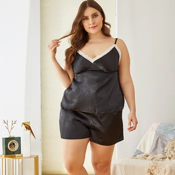 Plus size home service fat lady plus size home service simulation silk sling lace sexy pajamas suit
Plus size home service fat lady plus size home service simulation silk sling lace sexy pajamas suit