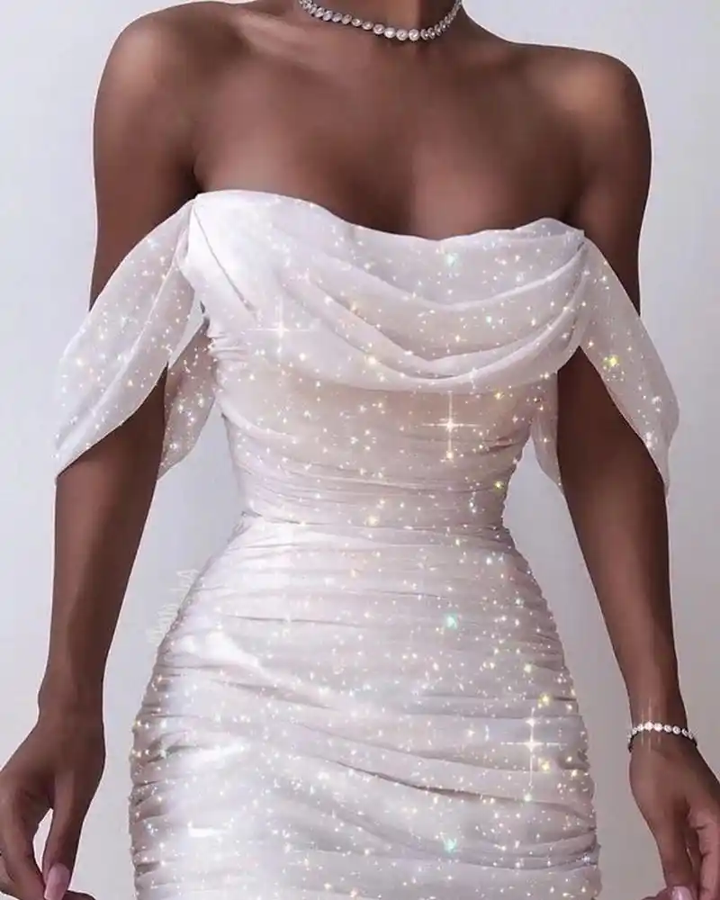cowl neck sparkly dress