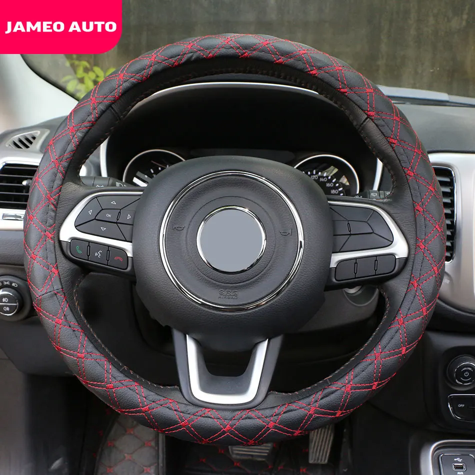 Jameo Auto Faux Leather Car Steering Wheel Cover Case Padding M Size Fits 38cm/15" for Chevrolet Cruze Trax Malibu Aveo Equinox |