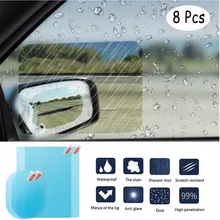Ensemble de Film protecteur de rétroviseur de voiture nano-enduit (Film de miroir Anti-buée Anti-pluie 4 pièces, miroir Transparent universel 4 pièces)(China)