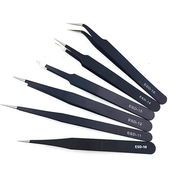 6 Model ESD-10,11,12,13,14,15 Precision Anti Static Tweezers Stainless Steel Tweezers Set For BGA Work Repair Tool
6 Model ESD-10,11,12,13,14,15 Precision Anti Static Tweezers Stainless Steel Tweezers Set For BGA Work Repair Tool