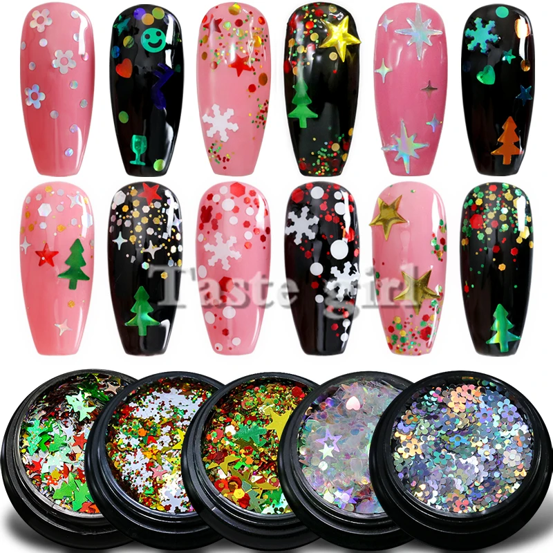 1 Jar 3D Snowflake Xmas Tree Metal Slices Nail Art Sequins Christmas Decorations nail Thin Sticker Designs Manicure DIY
1 Jar 3D Snowflake Xmas Tree Metal Slices Nail Art Sequins Christmas Decorations nail Thin Sticker Designs Manicure DIY