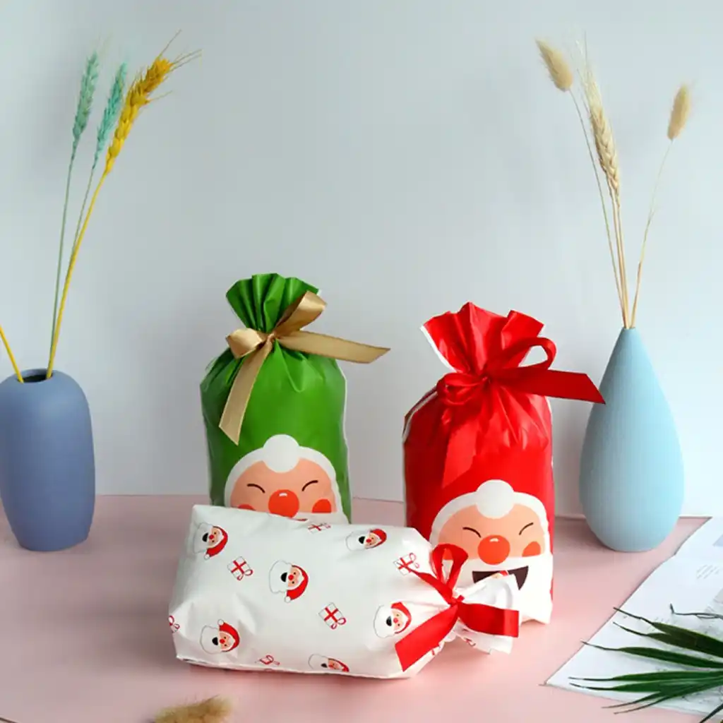 drawstring santa claus gift bag christmas decorations for home