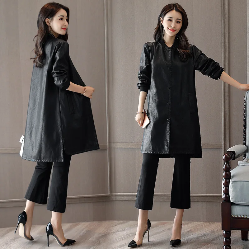Leather Coat Women's 2018 Fall And Winter Clothes New Style Stand Collar Single Breasted Solid Color Long Sleeve Mid-length Slim
Leather Coat Women's 2018 Fall And Winter Clothes New Style Stand Collar Single Breasted Solid Color Long Sleeve Mid-length Slim