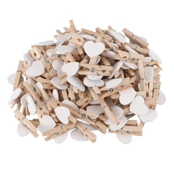Party Photo Paper Heart Shape Crafts Mini Wooden Clip Peg 100 pcs White 
Party Photo Paper Heart Shape Crafts Mini Wooden Clip Peg 100 pcs White