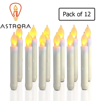 

ASTRORA 12PC Flameless LED Taper Candles Lights Battery Operated Candlesticks With Warm Yellow Flickering Flame