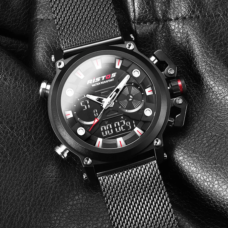 New Sports Men's Dual Display Watch Large Dial Steel Belt Fashion Waterproof Multifunctional Watches
New Sports Men's Dual Display Watch Large Dial Steel Belt Fashion Waterproof Multifunctional Watches