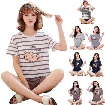 Womens Cartoon Pajamas Set Short Sleeve Stripes Animal Print O-Neck Loungewear F3MD
Womens Cartoon Pajamas Set Short Sleeve Stripes Animal Print O-Neck Loungewear F3MD