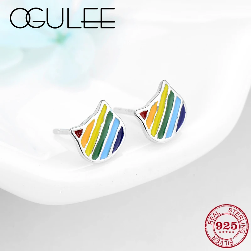 High quality 925 Sterling Silver Cat Shape Earrings Colorful Enamel Small Stud Earings for Women Girls Silver 925 Fine Jewelry
High quality 925 Sterling Silver Cat Shape Earrings Colorful Enamel Small Stud Earings for Women Girls Silver 925 Fine Jewelry