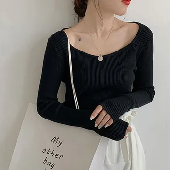 Slim Solid Color Women Sweater Soft Long Sleeve Square Collar Knit Pullover Korean Style Fashion
Slim Solid Color Women Sweater Soft Long Sleeve Square Collar Knit Pullover Korean Style Fashion