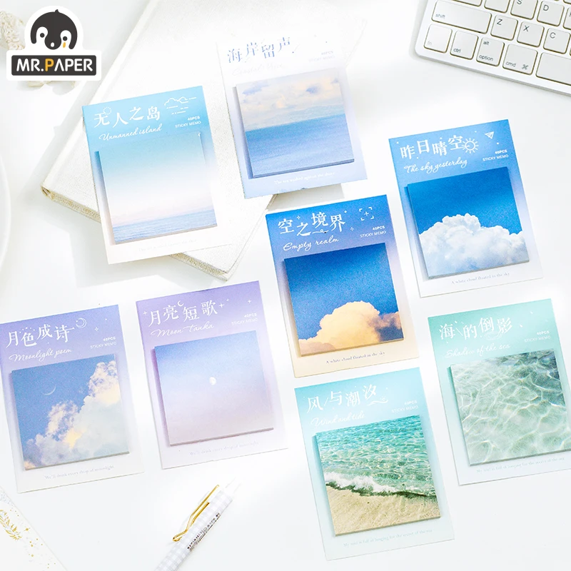 Mr.Paper 30pcs 8 Designs Memo Pads Self-Adhesive Clouds Ocean Sticky Planner Notepad Diary Creative Decoration Self-Stick Notes
Mr.Paper 30pcs 8 Designs Memo Pads Self-Adhesive Clouds Ocean Sticky Planner Notepad Diary Creative Decoration Self-Stick Notes