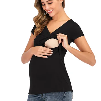 Maternity Cross Breastfeeding Clothes Deep V-neck Solid Color Short-sleeved Maternity Clothing Breastfeeding Clothes
Maternity Cross Breastfeeding Clothes Deep V-neck Solid Color Short-sleeved Maternity Clothing Breastfeeding Clothes