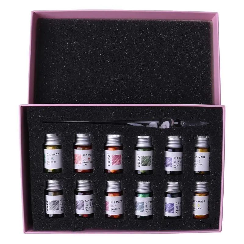 13Pcs/Set Cherry Blossom Rain Bottled Dip Glass Pen Ink With Fountain Dip Writing Signature Pen Art Supplies
13Pcs/Set Cherry Blossom Rain Bottled Dip Glass Pen Ink With Fountain Dip Writing Signature Pen Art Supplies