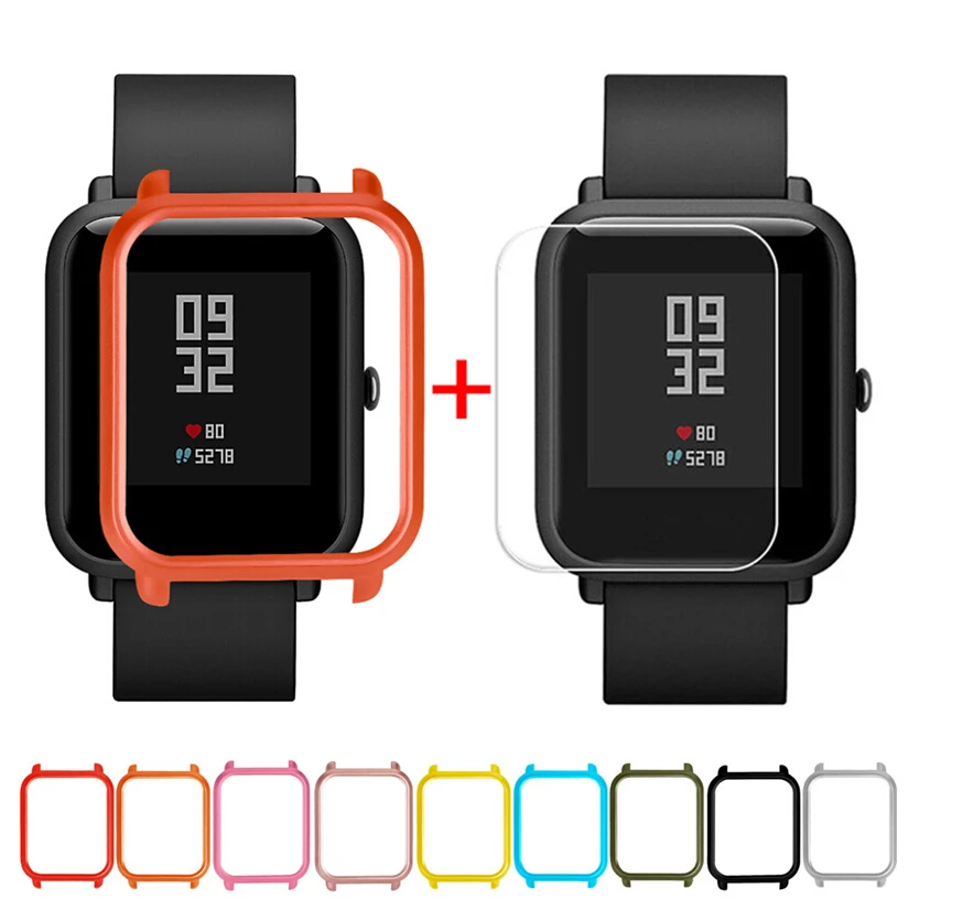Защитный чехол + Защитная пленка для экрана Xiaomi / Huami Amazfit Bip Youth Watch тонкий цветной с
