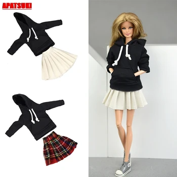 Winter Warm Black Long Sleeve Tops + White Short Mini Dress Outfits Clothes for Barbie Doll Set Clothes for 1/6 BJD Dolls House 
Winter Warm Black Long Sleeve Tops + White Short Mini Dress Outfits Clothes for Barbie Doll Set Clothes for 1/6 BJD Dolls House