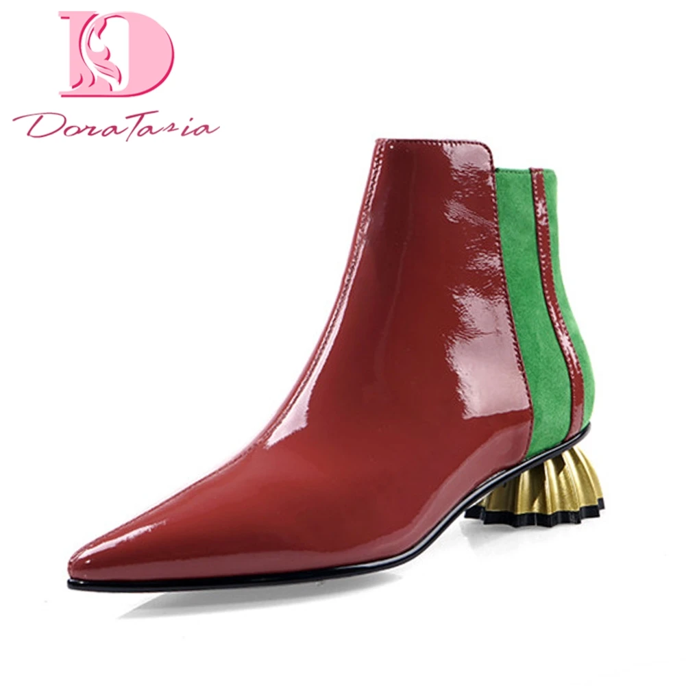 Doratasia Patent Cow Leather Shoes Women Short Boots Sexy Chunky Strange Heels Pointed Toe Ankle Boots Woman
Doratasia Patent Cow Leather Shoes Women Short Boots Sexy Chunky Strange Heels Pointed Toe Ankle Boots Woman