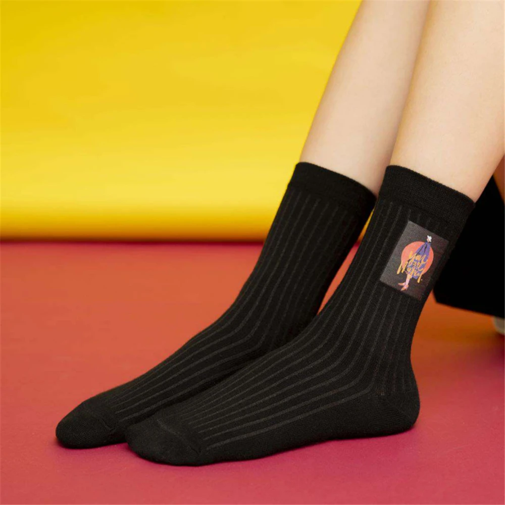 Новинка 2020 женские Мягкие хлопковые носки с термопринтом дышащие дезодорирующим