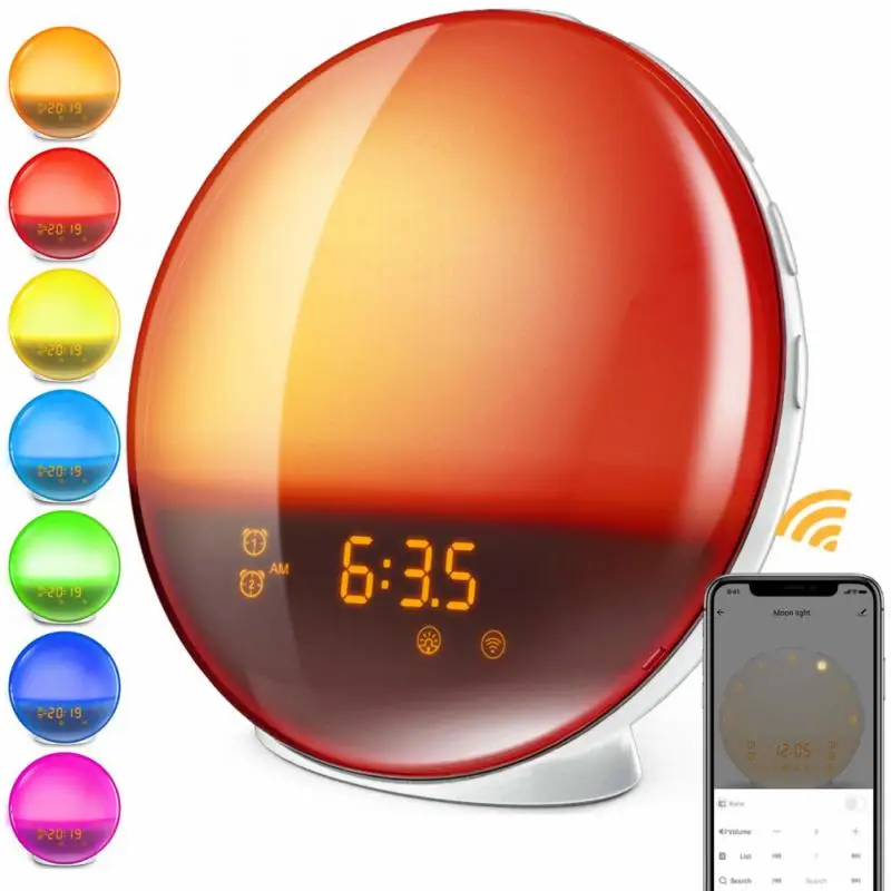 WIFI Smart Breathing Light Alarm Clock Wake Up LED Digital Display Nature Night/Sun Light Clock Alexa Google Lynx Voice Control
WIFI Smart Breathing Light Alarm Clock Wake Up LED Digital Display Nature Night/Sun Light Clock Alexa Google Lynx Voice Control