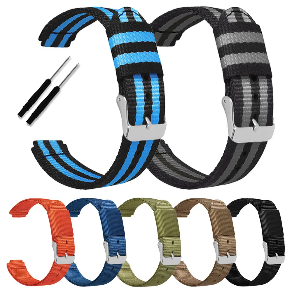 Ремешок нейлоновый для наручных часов сменный спортивный браслет с принтом 22 мм