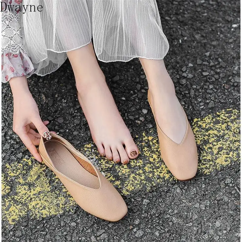Женские тонкие туфли весна 2019 на плоской подошве с открытым носком в стиле ретро