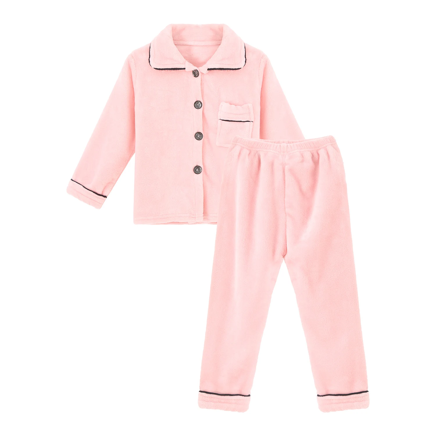

2Pcs Unisex Kids Thicken Flannel Sleepwear Suit Button Down Top with Long Pants Children Pajamas Set Autumn Winter Baby Clothes