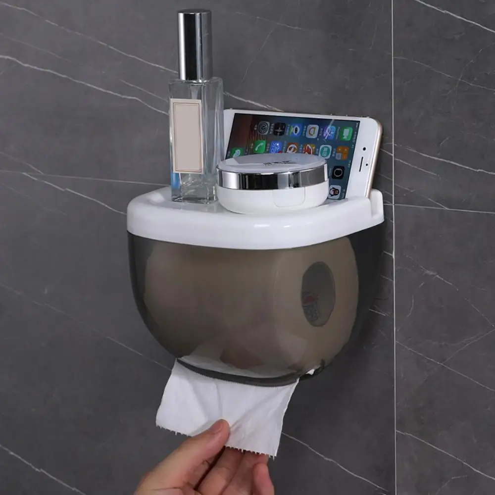 Bathroom Waterproof Toilet Paper Holder Mobile Phone Storage Shelf Wall Mounted Rack New Feature toilet paper holder FDH | Обустройство