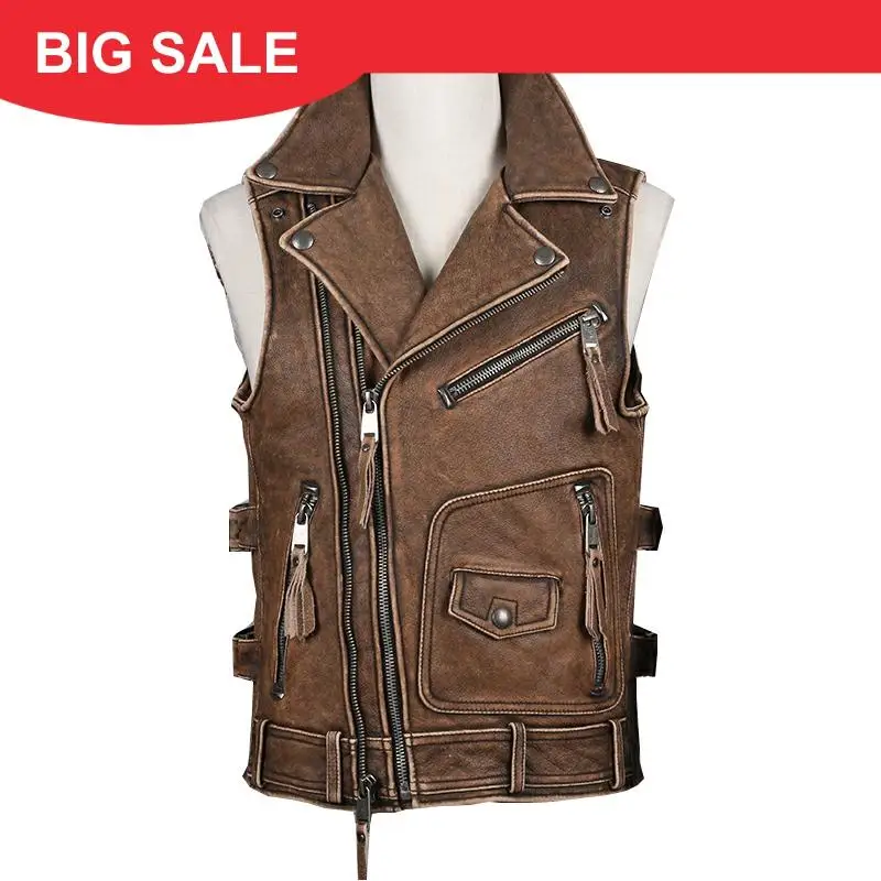 2020 Vintage Brown Men Biker's Leather Vest Large Size 5XL Genuine Thick Cowhide Autumn Slim Fit Short Motorcycle Leather Vest
2020 Vintage Brown Men Biker's Leather Vest Large Size 5XL Genuine Thick Cowhide Autumn Slim Fit Short Motorcycle Leather Vest