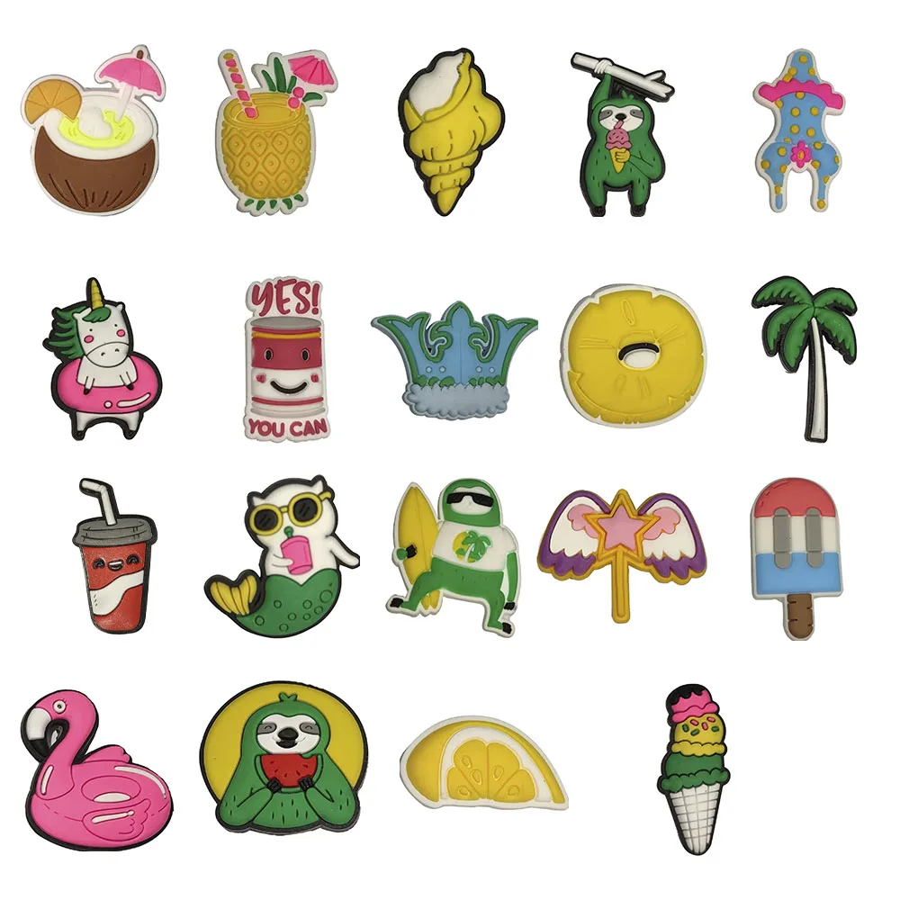 

1Pcs PVC Shoe Charms Decorations Drinks Coconut Pineapple Lemon Ice Cream Garden Shoes Accessories Fit Children Party Presents