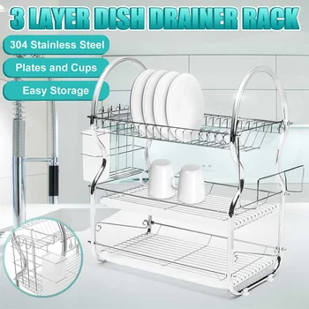 3 Layers Chrome-plated Alloy Dish Rack Drain Kitchen Organizer Storage Drainer Drying Plate Storage Shelf Sink Dishes Supplies
3 Layers Chrome-plated Alloy Dish Rack Drain Kitchen Organizer Storage Drainer Drying Plate Storage Shelf Sink Dishes Supplies