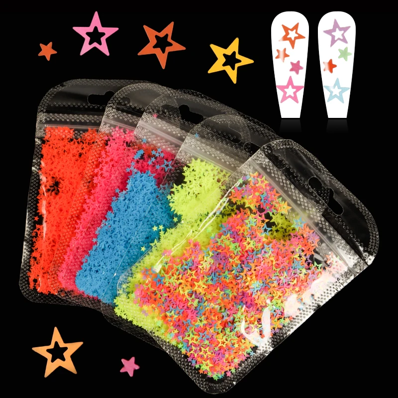 10 Packs Neon Nail Art Sequins Decoration Ultra-thin Hollow Star Slice Manicure Accessory Set for DIY Polish Nail Design
10 Packs Neon Nail Art Sequins Decoration Ultra-thin Hollow Star Slice Manicure Accessory Set for DIY Polish Nail Design
