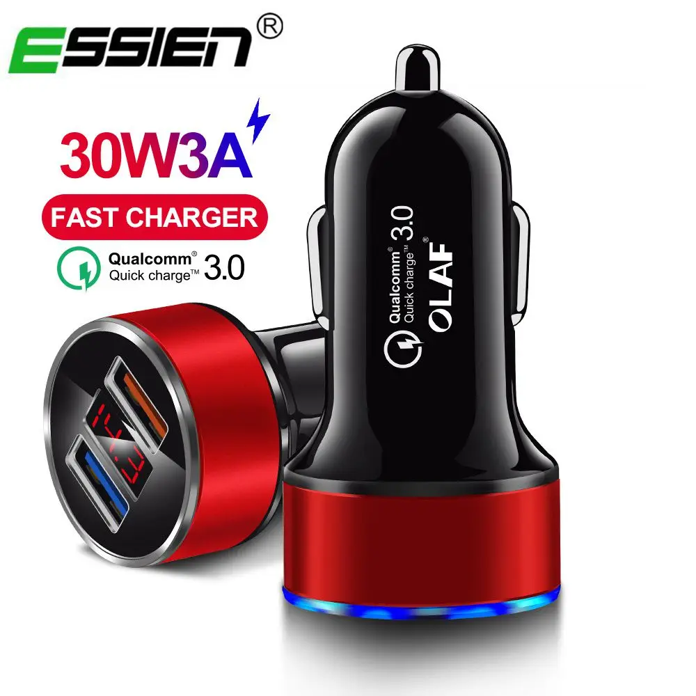 Essien 30W Quick Charger 3.0 Car Charger 2 Port For iPhone X 7 Samsung A50 Huawei P30 Digital Display USB Charger Adapter QC3.0
Essien 30W Quick Charger 3.0 Car Charger 2 Port For iPhone X 7 Samsung A50 Huawei P30 Digital Display USB Charger Adapter QC3.0