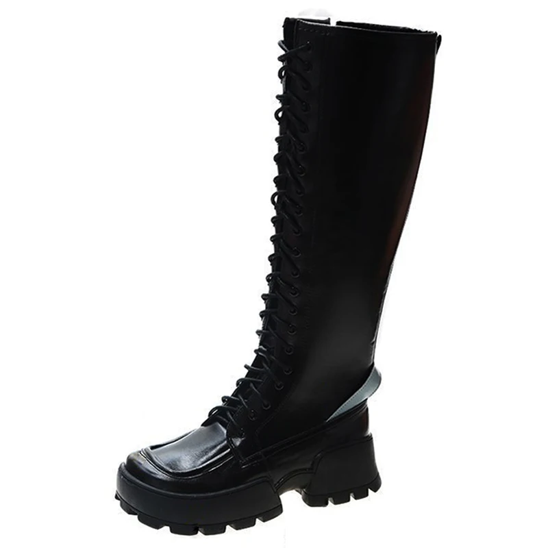 Square Toe Muffin Bottom Cross Straps Waterproof Platform Heightened Tooling High Boots Back Strap Side Zipper Thick Bottom
Square Toe Muffin Bottom Cross Straps Waterproof Platform Heightened Tooling High Boots Back Strap Side Zipper Thick Bottom