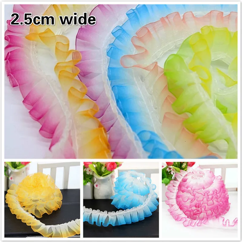 2.5cm Wide Organza Gradient Color Fine Lace Ribbon Handmade DIY Toy Craft Skirt Curtain Trim Pet Clothing Original Accessories 
2.5cm Wide Organza Gradient Color Fine Lace Ribbon Handmade DIY Toy Craft Skirt Curtain Trim Pet Clothing Original Accessories
