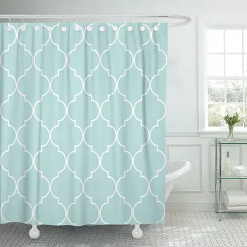 Shower Curtain Pattern Quatrefoil Geometric in Mint Blue Turquoise Color Waterproof Polyester Fabric Set with Hooks
Shower Curtain Pattern Quatrefoil Geometric in Mint Blue Turquoise Color Waterproof Polyester Fabric Set with Hooks