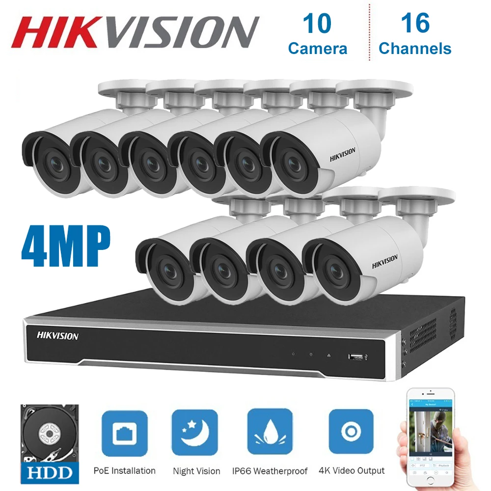 Network 4MP Hikvision 16Channels POE NVR Video Surveillance with 10pcs IP Camera Security Night Vision CCTV Security System Kits
Network 4MP Hikvision 16Channels POE NVR Video Surveillance with 10pcs IP Camera Security Night Vision CCTV Security System Kits