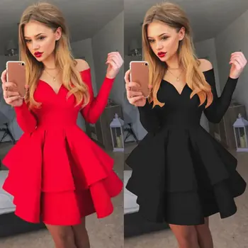 Brand New Women's Sexy V-Neck Off Shoulder Formal Evening Party Dress Femme Sexy Long Sleeve Ruffles Summer Dress
Brand New Women's Sexy V-Neck Off Shoulder Formal Evening Party Dress Femme Sexy Long Sleeve Ruffles Summer Dress