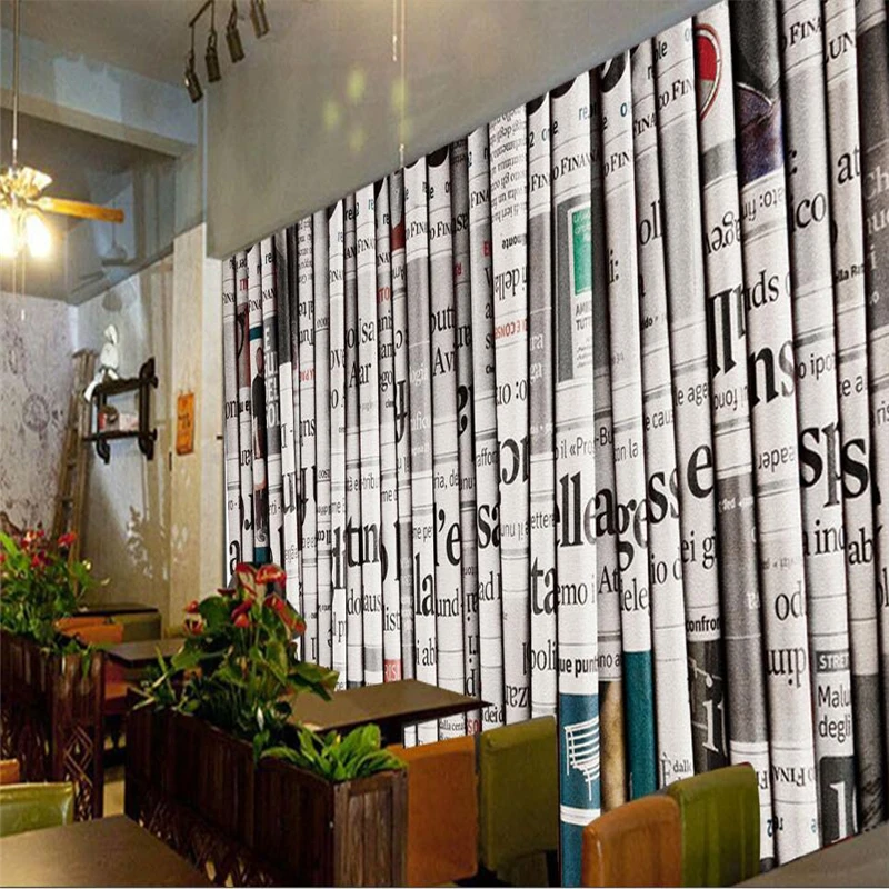 Beibehang-3D-retro-newspaper-background-wall-custom-large-mural-green-silk-cloth-wallpaper-papel-de-parede (3)