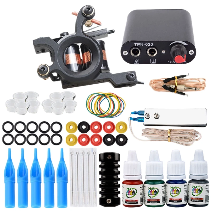Complete Tattoo Machine Kit Set 1 Coils 4 Colors Black Pigment Sets Power Tattoo Beginner Grips Kits Permanent Makeup
Complete Tattoo Machine Kit Set 1 Coils 4 Colors Black Pigment Sets Power Tattoo Beginner Grips Kits Permanent Makeup