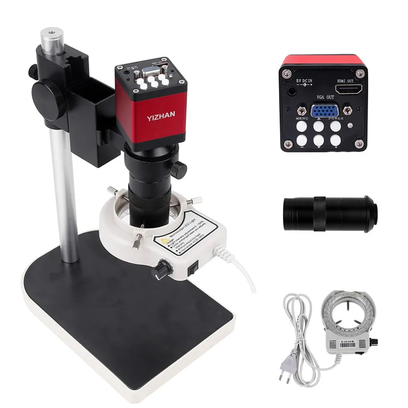 Digital HDMI VGA Industrial Microscope Camera Video Microscope sets HD 13MP 60F/S+130X C Mount Lens+LED Ring Light +Metal Stand
Digital HDMI VGA Industrial Microscope Camera Video Microscope sets HD 13MP 60F/S+130X C Mount Lens+LED Ring Light +Metal Stand
