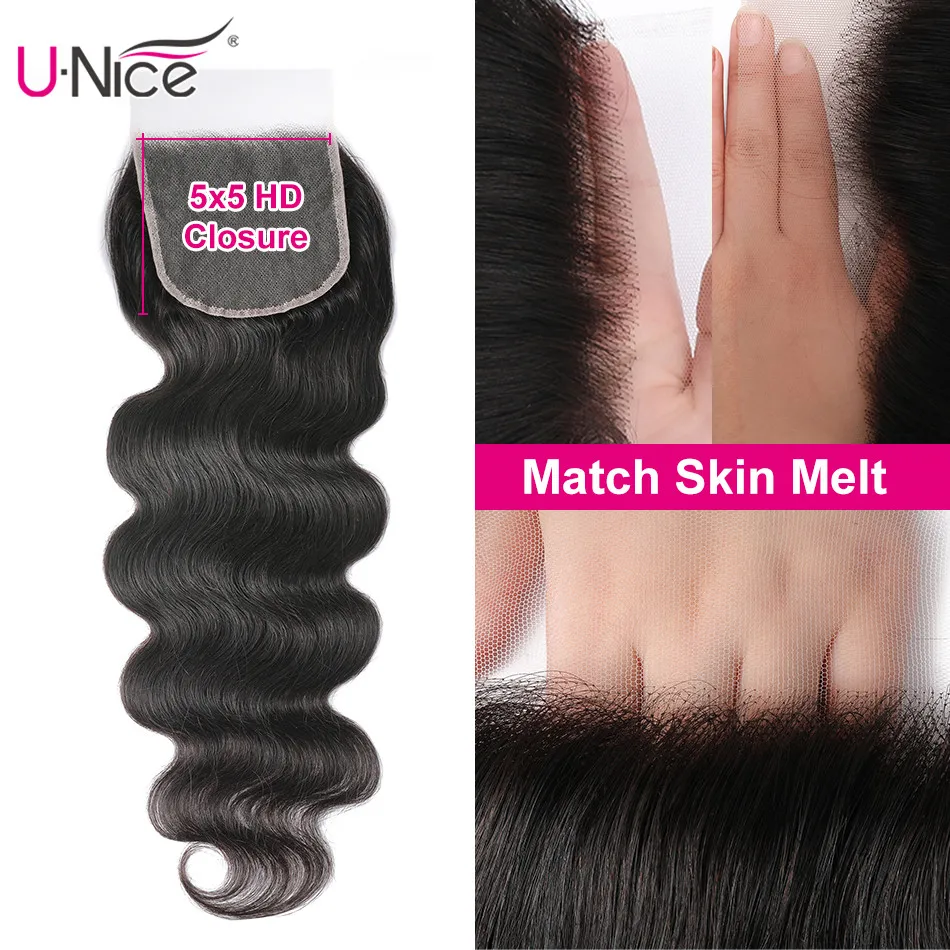 Волосы UNICE волнистые пряди 5X5 HD кружевные человеческие волосы 4*4 8 30 дюймов