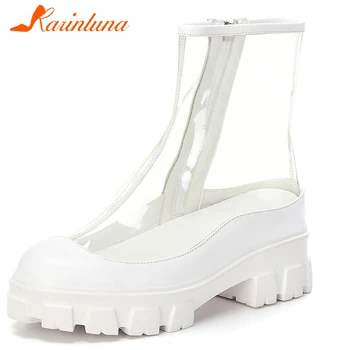 KARINLUNA Ins Brand Female Casual Boots Pvc Transparent Zipper Chunky Heel Platform Ankle Women Boots Summer Women Shoes 
KARINLUNA Ins Brand Female Casual Boots Pvc Transparent Zipper Chunky Heel Platform Ankle Women Boots Summer Women Shoes